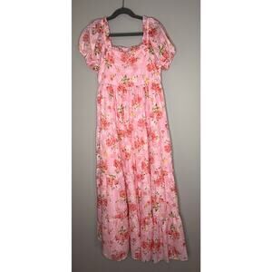 Rare Editions Girls Chiffon Maxi Dress L 10-12 Pink Coral